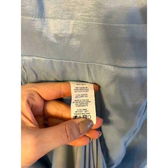 Show Me Your Mumu Charlotte Bow Dress in Light Blue Taffeta M - Picture 7 of 9